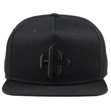 BLACK CAP WITH BLACK EMBROIDERED LOGO